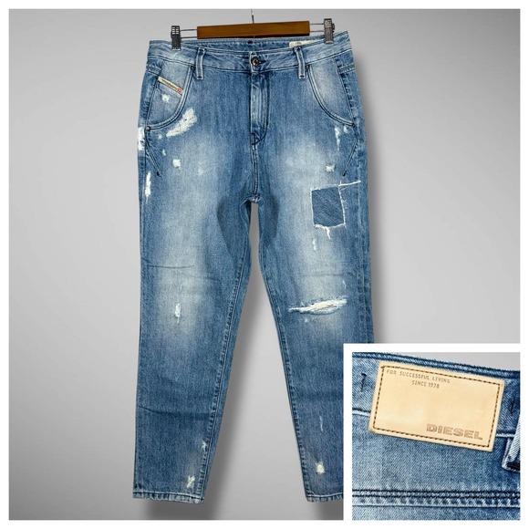 Diesel Jeans Women 28x32 (Fits 30x26) Blue Fayza Evo Relaxed Boyfriend 084HE - Picture 1 of 12